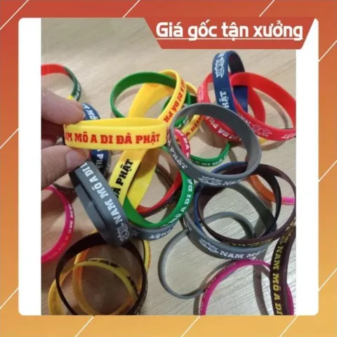 10 Vòng tay Nam Mô A Di Đà Phật cao su màu ngẩu nhiên