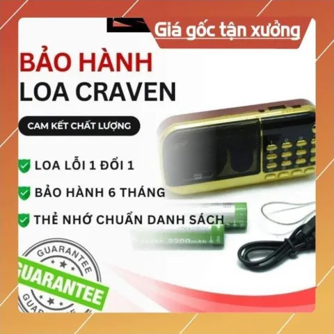 Combo Loa Đài Craven 3 Pin Thẻ Nhớ 8G Usb FM Máy Nghe Nhạc Mini Tắm Ngôn Ngữ Tiếng Anh Tiếng Trung Tiếng Việt Cho Bé