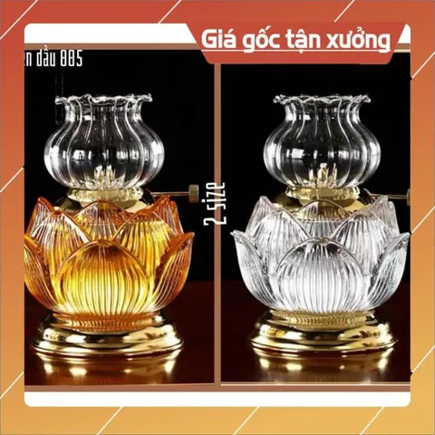 Đèn Dầu Hoa Sen Lưu Ly Cao Cấp 2 màu 3 size
