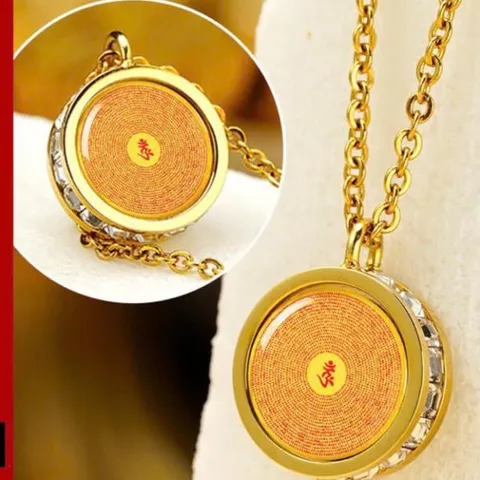 DÂY CHUYỀN CHÚ LĂNG NGHIÊM TITAN ĐÍNH ĐÁ(mặt dây 1.4cm)