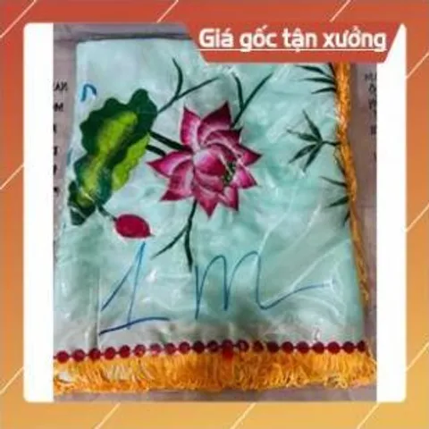 Áo choàng Mẹ Quan Âm, Mẹ Mẫu chất liệu vải Phi thêu hoa sen