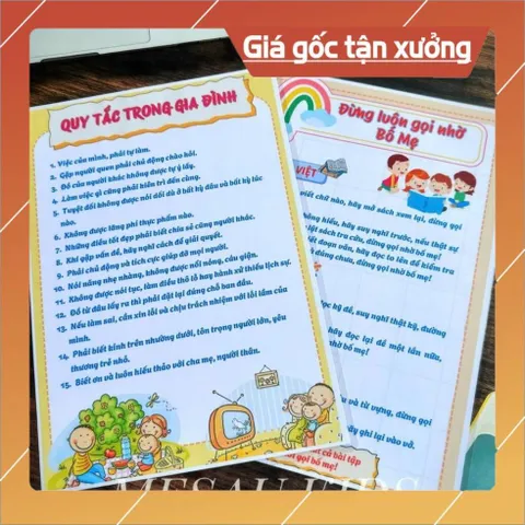 Bộ Quy Tắc Gia Đình Cho Trẻ Quy Tắc Học Tập Quy Tắc Ứng Xử Bộ 10 Tờ Đồ Chơi Giáo Dục Phát Triển Trí Tuệ