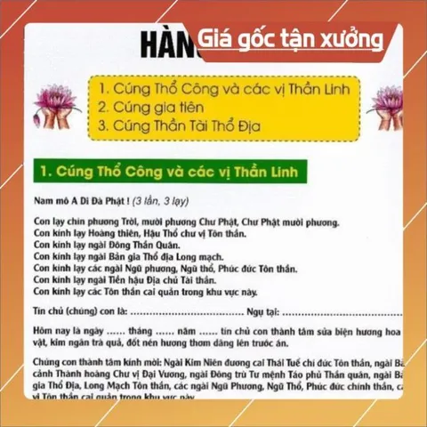 TO101 tờ chú Văn Khấn Tại Gia Mùng 1 Và Ngày Rằm Hàng Tháng 2 mặt ép plastic siêu đẹp  2 SIZE A4 VÀ A3 ÉP PLASTICS