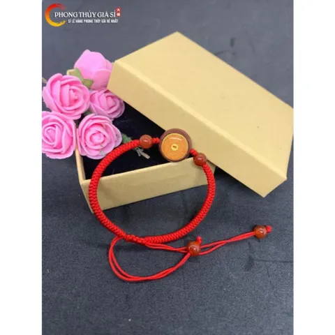 Vòng Tay Chusa Thần Chú Lăng Nghiêm Chỉ Đỏ 2 mặt lăng nghiêm hoặc lăng nghiêm, lục tự - Pháp Bảo Mật Tông Tây Tạng