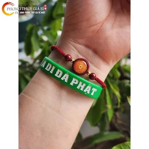 Vòng Tay Chusa Thần Chú Lăng Nghiêm Chỉ Đỏ 2 mặt lăng nghiêm hoặc lăng nghiêm, lục tự - Pháp Bảo Mật Tông Tây Tạng