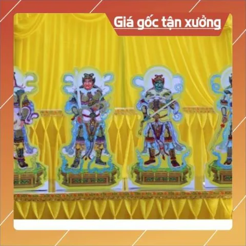 Bộ tranh cúng tứ đại thiên vương ép plastic cao 40cm