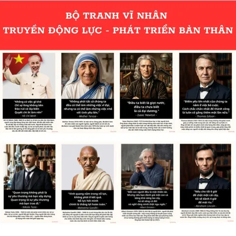 Bộ 8 Tranh dán tường các câu nói Vĩ nhân - Truyền động lực, cảm hứng, phát triển bản thân - Tặng kèm băng keo dán