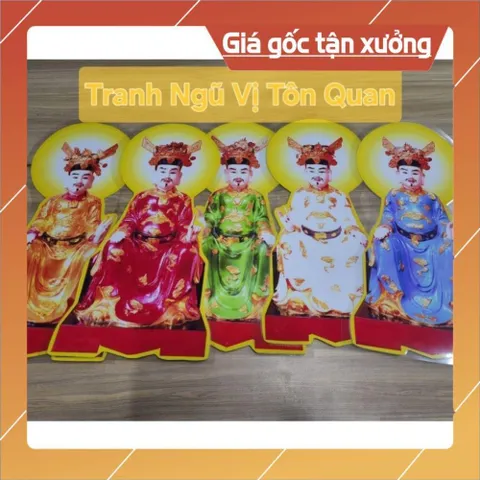 Bộ tranh ngũ vị tôn quan cao 40cm ép plastic