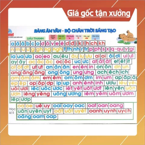 COMBO 5 TỜ BẢN ÂM VẦN TIẾNG VIỆT ÉP PLASTICS A4 CHUẨN NHẤT 2026 - MẪU NHÀ SÁCH (IN 2 MẶT)