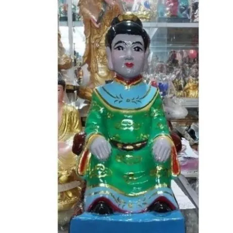 TƯỢNG ĐẤT NUNG LINH SƠN THÁNH MẪU SƠN XANH CAO 40CM