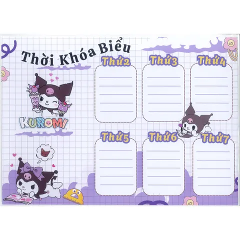 TỜ THỜI KHÓA BIỂU A4 ÉP PLASTIC - SIZE A4, sử dụng nhiều lần