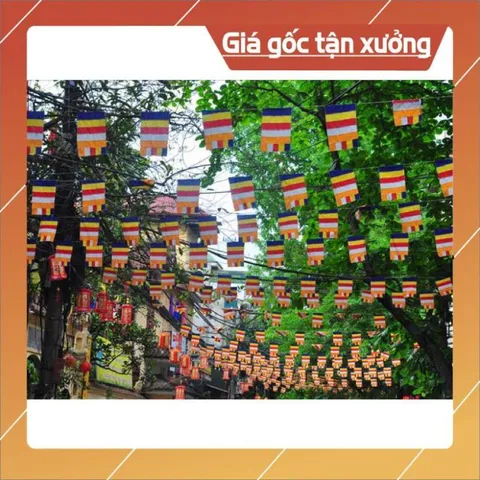 Cờ Phật Giáo Dây 50 Lá Nhiều Kích Cỡ. có hoả tốc