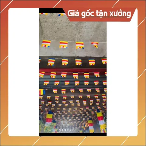 Cờ Phật Giáo Dây 50 Lá Nhiều Kích Cỡ. có hoả tốc