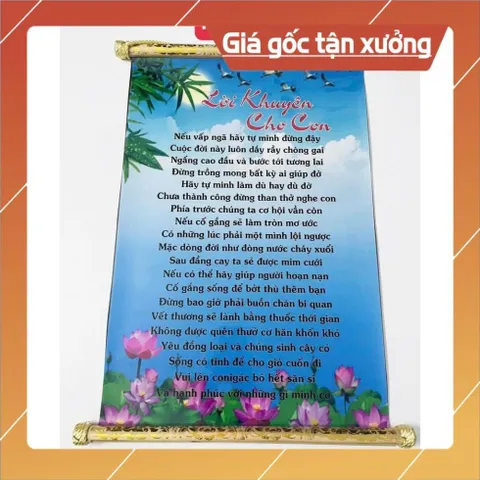 TRANH CUỘN M30 40CM X 60CM TRANH LỜI KHUYÊN CHO CON, CÓ ĐẦU TREO GỖ