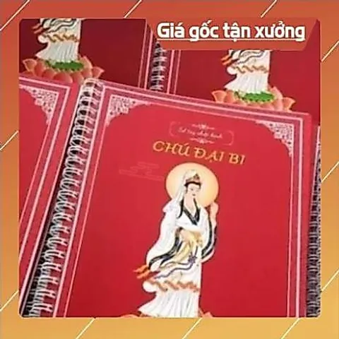 Tặng viết, Vở Chép Tay Chú Đại Bi có in chữ mờ có và hình Bồ Tát Quán Âm cực đẹp