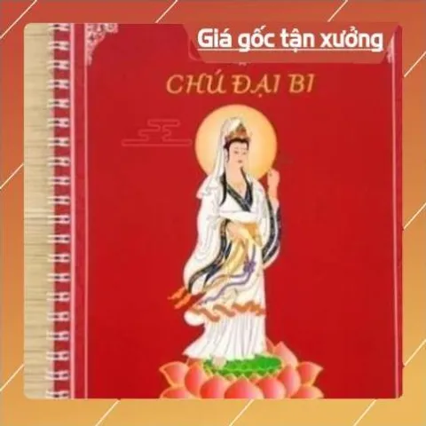 Tặng viết, Vở Chép Tay Chú Đại Bi có in chữ mờ có và hình Bồ Tát Quán Âm cực đẹp