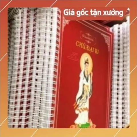 Tặng viết, Vở Chép Tay Chú Đại Bi có in chữ mờ có và hình Bồ Tát Quán Âm cực đẹp