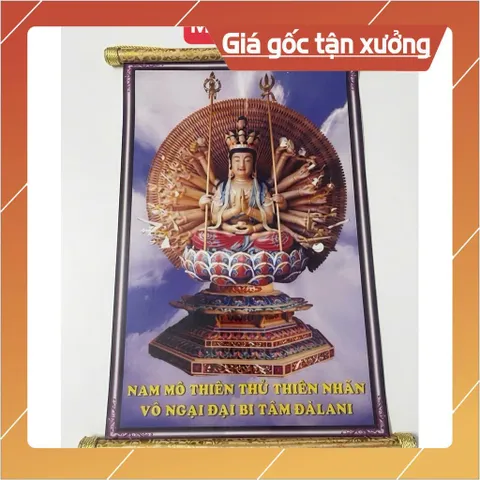 TRANH CUỘN M31 40CM X 60CM TRANH THIÊN THỦ THIÊN NHÃN, CÓ ĐẦU TREO GỖ