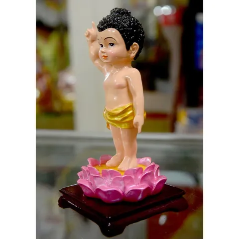 Tượng Đức Phật Đản Sanh vẽ màu cao 13cm HOẢ TỐC