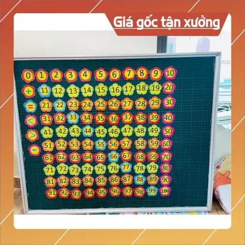 Bộ hoa số 1-100 kèm dấu (ép plastic gắn sẵn nam châm) in thủ công, màu đẹp