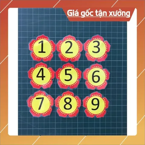Bộ hoa số 1-100 kèm dấu (ép plastic gắn sẵn nam châm) in thủ công, màu đẹp