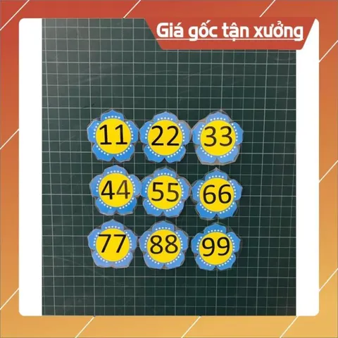 Bộ hoa số 1-100 kèm dấu (ép plastic gắn sẵn nam châm) in thủ công, màu đẹp
