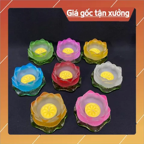 Đế Nến Hoa Sen Lưu Ly Nhiều Màu Đế Lá Sen Xanh Mẫu Mới hoả tốc