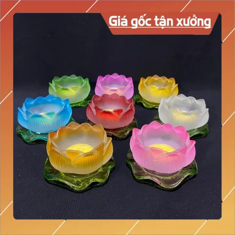 Đế Nến Hoa Sen Lưu Ly Nhiều Màu Đế Lá Sen Xanh Mẫu Mới hoả tốc
