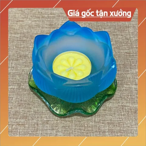 Đế Nến Hoa Sen Lưu Ly Nhiều Màu Đế Lá Sen Xanh Mẫu Mới hoả tốc