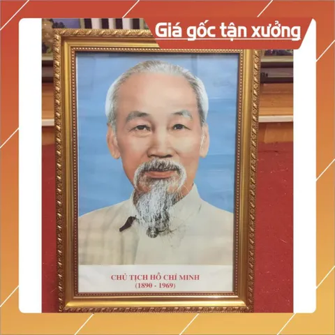 Khung ảnh BÁC HỒ cỡ lớn (54cm x36 cm) CÓ HOẢ TỐC