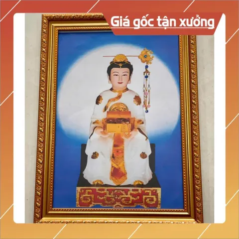 Tranh Bà Tổ cô trâm cài tóc+ gồm Khung + ép plastic đầy đủ kích thước 3 SIZE CÓ HOẢ TỐC