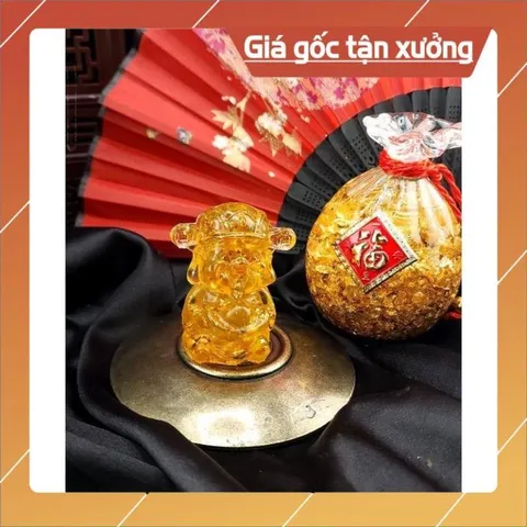 Tượng Thần Tài Đá Phong Thủy Thạch Anh Vàng - Chiêu Tài Hút Lộc Phú Quý Bình An