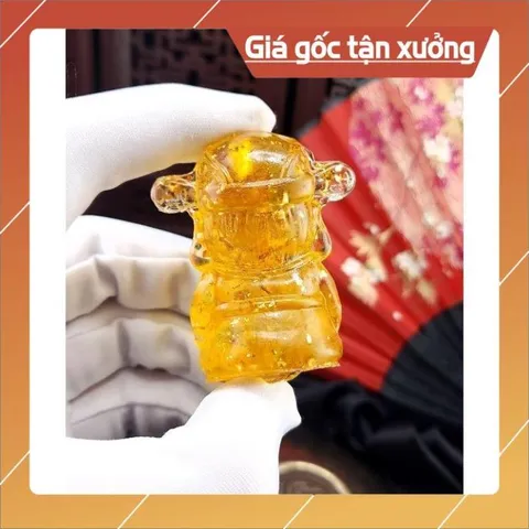 Tượng Thần Tài Đá Phong Thủy Thạch Anh Vàng - Chiêu Tài Hút Lộc Phú Quý Bình An