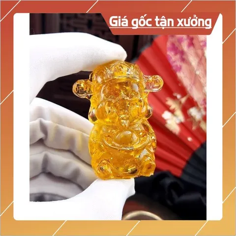 Tượng Thần Tài Đá Phong Thủy Thạch Anh Vàng - Chiêu Tài Hút Lộc Phú Quý Bình An