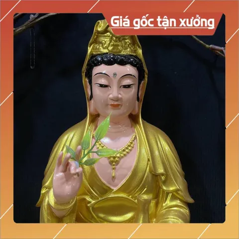 Tôn Tượng Quán Thế Âm Bồ Tát Tự Tại ngồi 30cm Màu Vẽ  2 màu