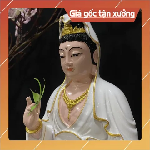 Tôn Tượng Quán Thế Âm Bồ Tát Tự Tại ngồi 30cm Màu Vẽ  2 màu