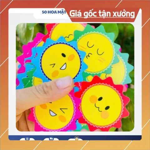 Set 100  Hoa Mặt Cười Nhiều Màu – Khen Thưởng Học Sinh, Trang Trí Lớp Học, Biểu Dương Bé Ngoan