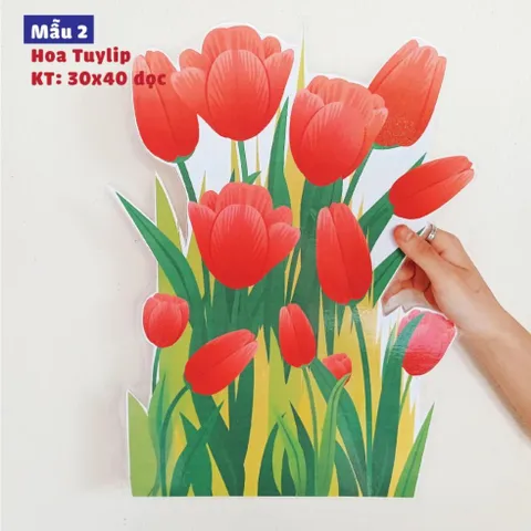 Tờ Hoa trang trí chân bảng lớp học nhiều mẫu size 30x40cm ép plastic (có sẵn băng dính dán tường )