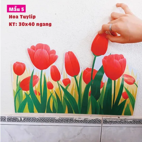 Tờ Hoa trang trí chân bảng lớp học nhiều mẫu size 30x40cm ép plastic (có sẵn băng dính dán tường )