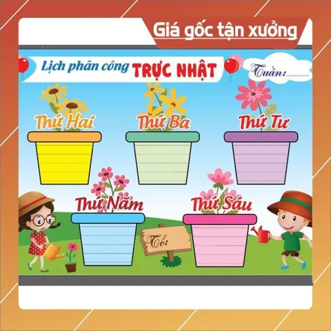Tấm phân công trực nhật đẹp viết xoá được khổ A3 cứng