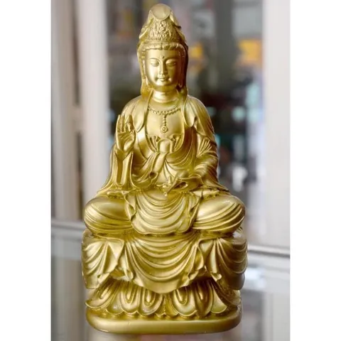 Tượng ngài quan thế âm Bồ tát ngồi cao 18cm composite