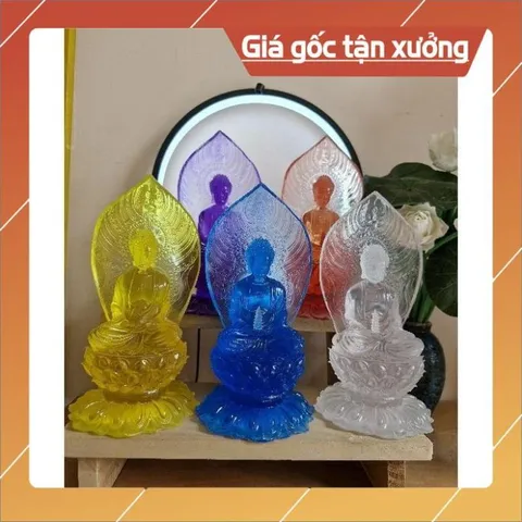 Tượng Thất Phật Dược Sư Lưu Ly Có Hào Quang 23cm CÓ 7 MÀU BÁN LẺ