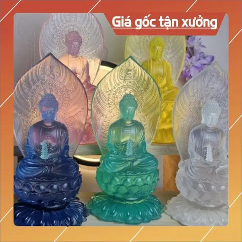 Tượng Thất Phật Dược Sư Lưu Ly Có Hào Quang 23cm CÓ 7 MÀU BÁN LẺ
