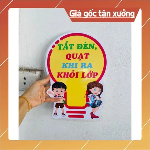 TỜ Hiệu lệnh tắt đèn bóng điện size 20x30cm ép plastic ( sẵn băng keo)