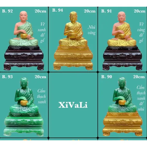 Tượng Ngài Thánh Tăng Sivali ngồi ôm bát cao 20cm 5 màu