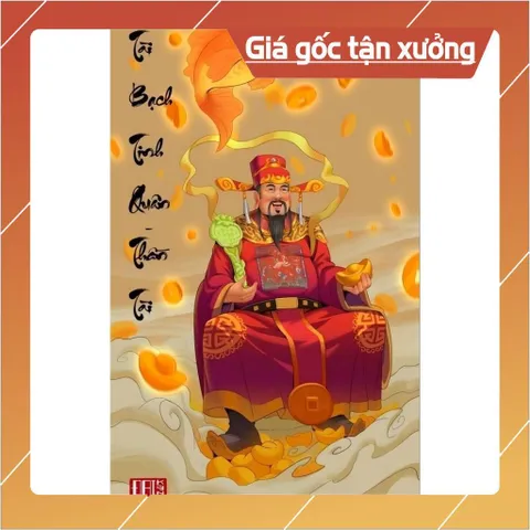 Khung Tranh THẦN TÀI treo tường hoặc thờ cúng cõ 25cm x 35cm