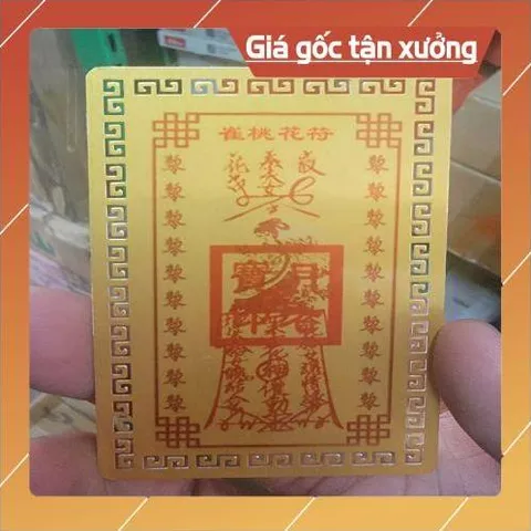 kim bài linh phù đào hoa tiền tử 7cm x 5cm HÀNG CAO CẤP, có hoả tốc