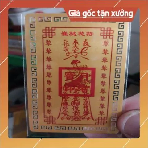 kim bài linh phù đào hoa tiền tử 7cm x 5cm HÀNG CAO CẤP, có hoả tốc