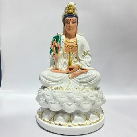 Bộ Tây Phương Tam Thánh Trắng Vẽ Ngồi 30cm COMPOSITE