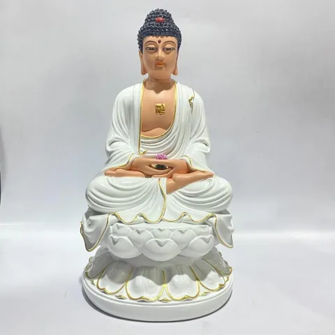 Bộ Tây Phương Tam Thánh Trắng Vẽ Ngồi 30cm COMPOSITE